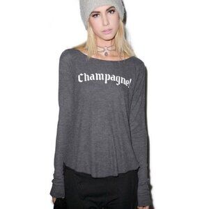 WILDFOX winter diet long sleeve cassidy thermal t-shirt top gray grey size XS